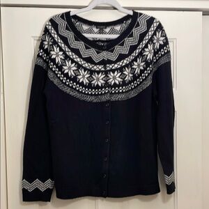 Talbots Black and White Women's Cardigan Sweater